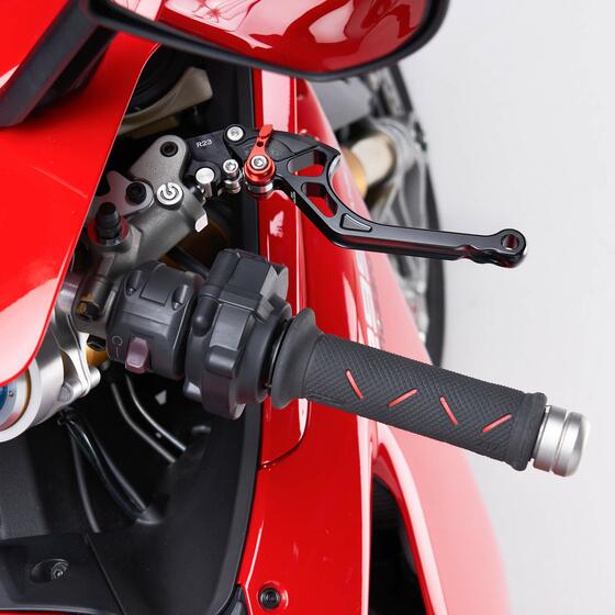 Motorrad Einstellbar Faltbar Brems Kupplungshebel CNC Aluminium für Yamaha MT07 MT 07 MT-07 2014-2020-Schwarz+Schwarz+Schwarz+Rot