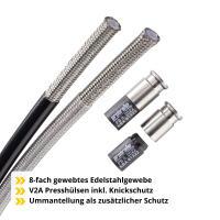 Stainless steel braided brake line KIT for Volvo V40 Schr&auml;gheck D4 525, 526 (2014/05-2022/12)