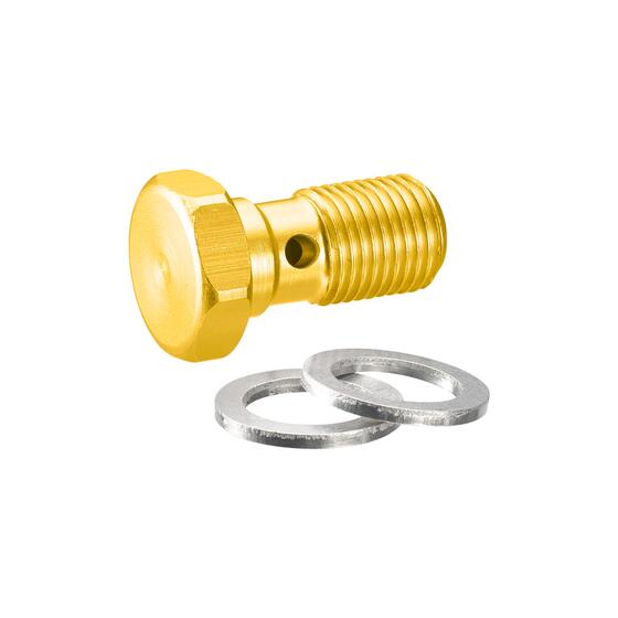 Banjo bolt M10x1.0 gold aluminum incl. sealing rings