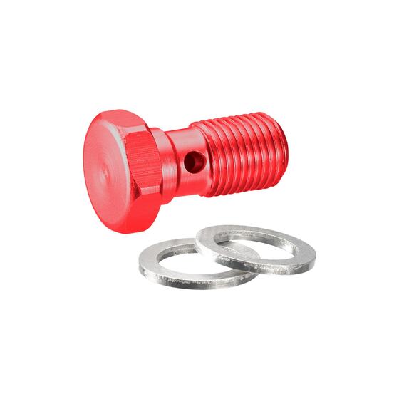 Banjo bolt M10x1.25 red aluminum incl. sealing rings